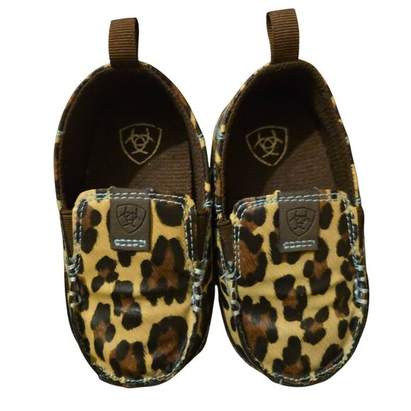 Ariat Western Casual Natalie Size 4 Lil' Stompers Baby Girl Leopard Brown Shoes - Picture 1 of 8